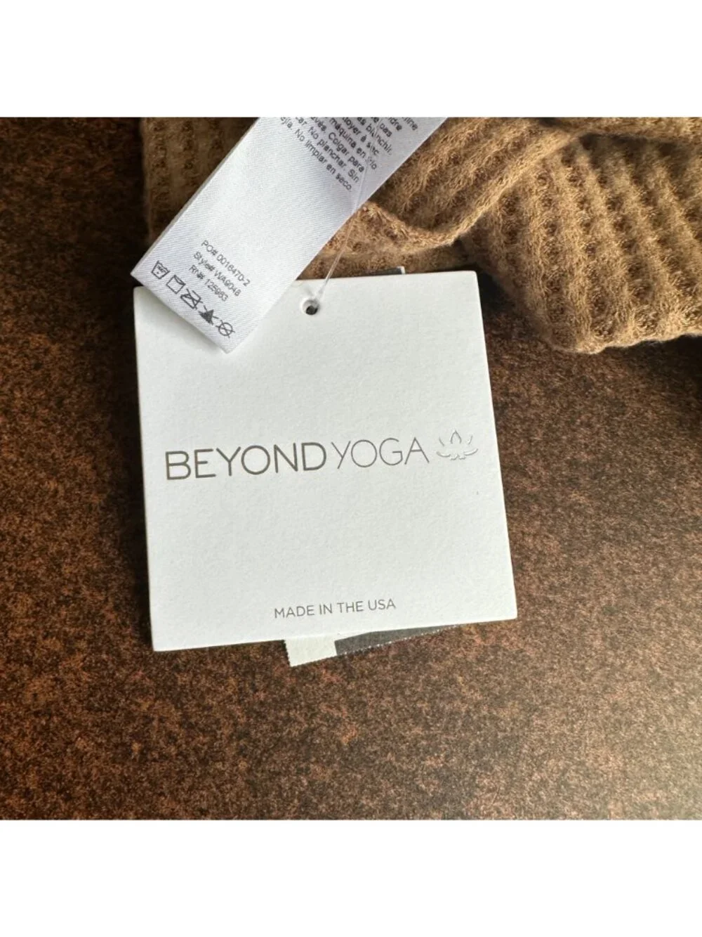 Beyond Yoga Waffle Knit Long Infinity Scarf Toffee Tan One Size NWT WA9048